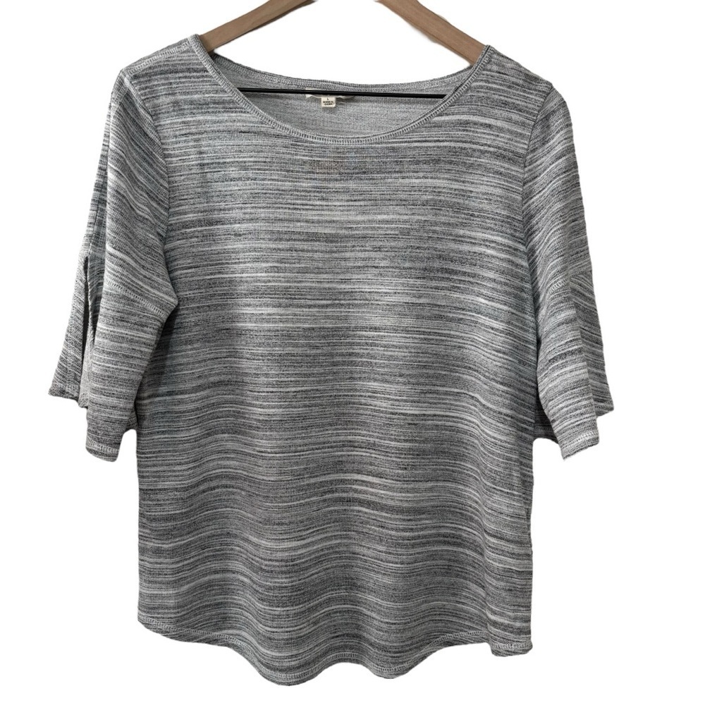 Jane and Delancey Gray Crew Neck 3/4 Bell Sleeve Boxy Top Casual Size Large